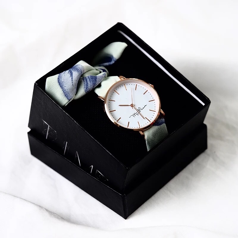 Stylish Calla Mint Ribbon Watch Gift Box