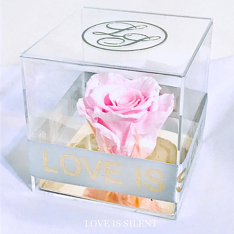 永恆愛戀 — 日本保鮮玫瑰水晶立方