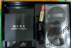 Hera 韓國No.1化妝品 最新產品 Black Cushion 赫拉黑色气垫套盒5合1完美粉底 SPF34PA++ 套裝連 refill 唇膏一套 5 件