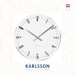 Karlsson, Wall clock 40cm Slim Index mirror edge white, Design By Boxtel  Buijs