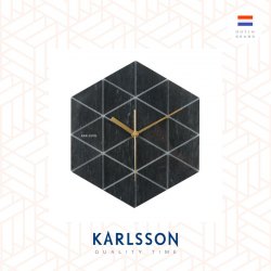 Karlsson, Wall clock Marble Hexagon black