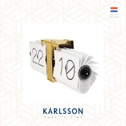 Karlsson, Flip clock No Case white, brass stand (Table/Hanging)