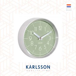Karlsson, Wall clock Convex glass jungle green, brushed aluminum case 鋁框凸玻璃掛鐘(綠)