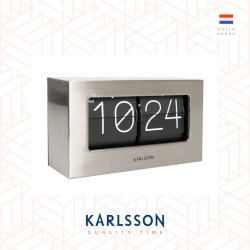 Karlsson, Table clock Boxed Flip brushed steel (Table/Hanging)