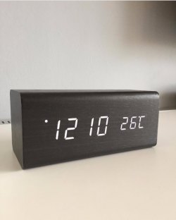 Karlsson, Alarm clock Block wood veneer black LED