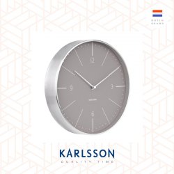 Karlsson wall clock Normann numbers warm grey, brushed case