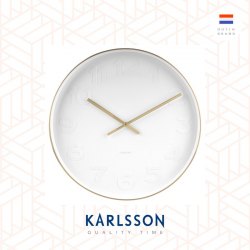 Karlsson wall clock 51cm Mr.White numbers w. brushed gold case