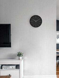 Karlsson wall clock Normann numbers black, brushed case