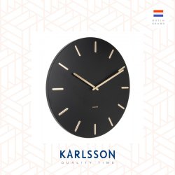 Karlsson Wall clock Charm steel black with gold battons