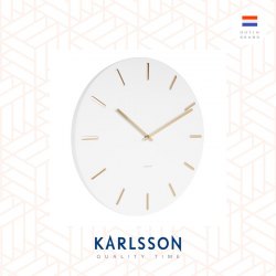 Karlsson Wall clock Charm steel white with gold battons