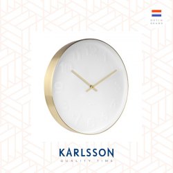 Karlsson 37.5cm wall clock Mr.White numbers w.brushed gold case