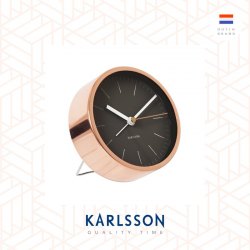 Karlsson, Alarm clock Minimal black steel copper plated case