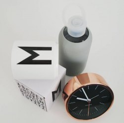Karlsson, Alarm clock Minimal black steel copper plated case