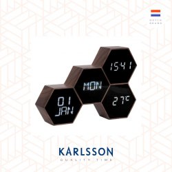 Karlsson, Alarm clock Six in the Mix black wood painted (Table/Hanging)