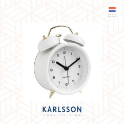 Karlsson, Alarm clock Classic Bell white w. gold parts