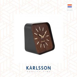 Karlsson, Table clock Squared black steel, dark wood