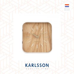 Karlsson, Table clock Squared white steel, light wood