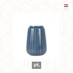 pt, Vase Knitted medium ceramic blue