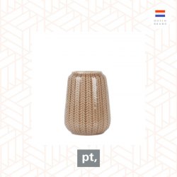 pt, Vase Knitted small ceramic caramel brown
