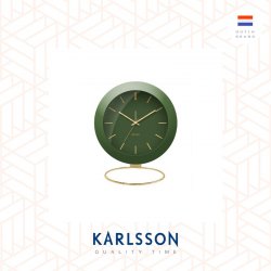 Karlsson, Alarm clock Globe green w. gold plated stand