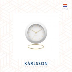 Karlsson, Alarm clock Globe white w. gold plated stand
