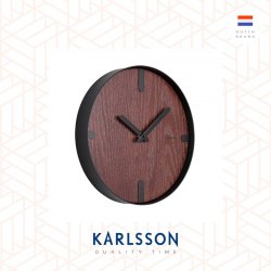Karlsson wall clock 30cm Dashed walnut wood black