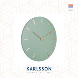 Karlsson Wall clock Charm steel jade green with gold battons