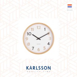 Karlsson wall clock 22cm Pure small basswood white multi-color numbers