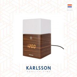 Karlsson, Alarm Clock Frosted Light LED dark wood veneer (Light function)