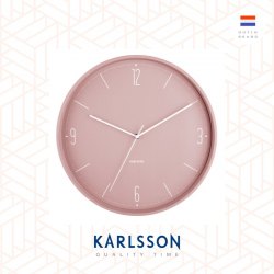 Karlsson, Wall clock Numbers  Lines matt faded pink, design by Design Armando Breeveld