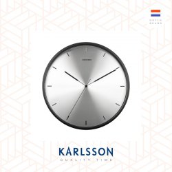 Karlsson, Wall clock Finesse nickel dial, black case, design by Design Armando Breeveld