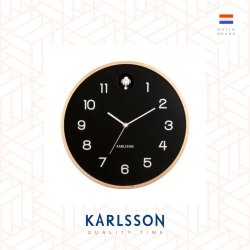 Karlsson, Wall clock 31.5cm Natural Cuckoo birch wood black
