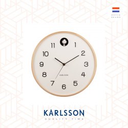 Karlsson, Wall clock 31.5cm Natural Cuckoo birch wood white