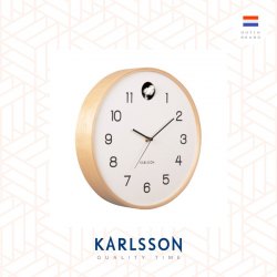 Karlsson, Wall clock 31.5cm Natural Cuckoo birch wood white