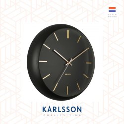 Karlsson, Wall clock 40cm Globe black, convex glass.