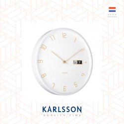 Karlsson, Wall clock 30cm Data Flip metal white, Design by Boxtel Buijs