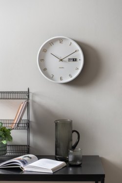 Karlsson, Wall clock 30cm Data Flip metal white, Design by Boxtel Buijs