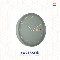Karlsson, Wall clock 30cm Data Flip metal jungle green, Design by Boxtel Buijs