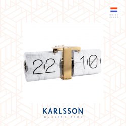 Karlsson, Flip clock No Case marble white, gold stand(Table/Hanging)