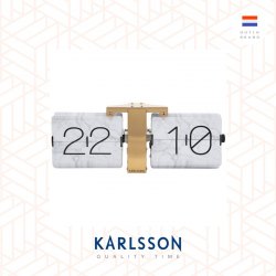 Karlsson, Flip clock No Case marble white, gold stand(Table/Hanging)