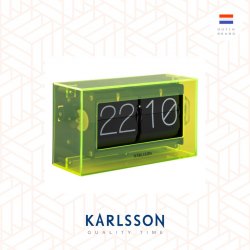 Karlsson, Table clock Boxed Flip acrylic neon yellow (Table/Hanging)