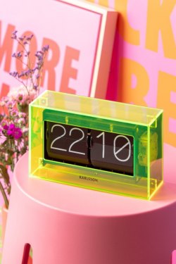Karlsson, Table clock Boxed Flip acrylic neon yellow (Table/Hanging)