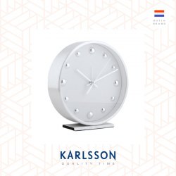 Karlsson, Alarm clock Shiny Dots aluminium white w. silver