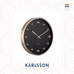 Karlsson, Wall clock 35.5cm Shiny Dots aluminium black w. gold