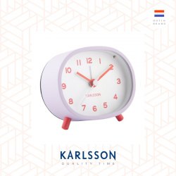 Karlsson, Alarm clock Cheeky oval metal soft purple. Design by Studio DiscoDip