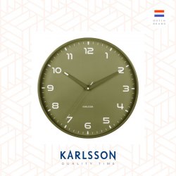 Karlsson, Wall clock 40cm Orgullo metal army green, design by Armando Breeveld