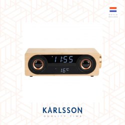 Karlsson, Alarm clock Classic BT speaker bamboo w. phone charger black