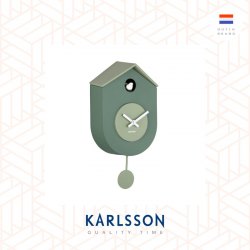 Karlsson, Wall clock L. 32.5cm Grato Cuckoo ABS  jungle green w. grayed jade (Pendulum)