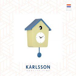 Karlsson, Wall clock L. 34.5cm Cuckoo Light plastic tea green w. classic blue (Pendulum)