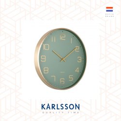 Karlsson, Wall clock 40cm Elegance Glow aluminium jungle green